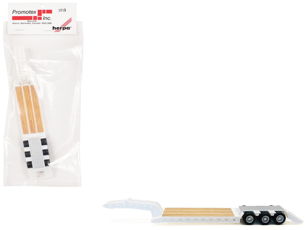 3-Axle Heavy Equipment Lowboy Trailer White 1/87 (HO) Plastic Model by Promotex