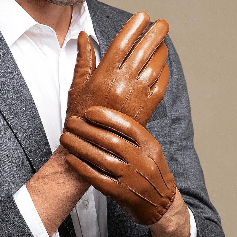 Genuine Sheep Skin Fleece Lined Gloves For Men