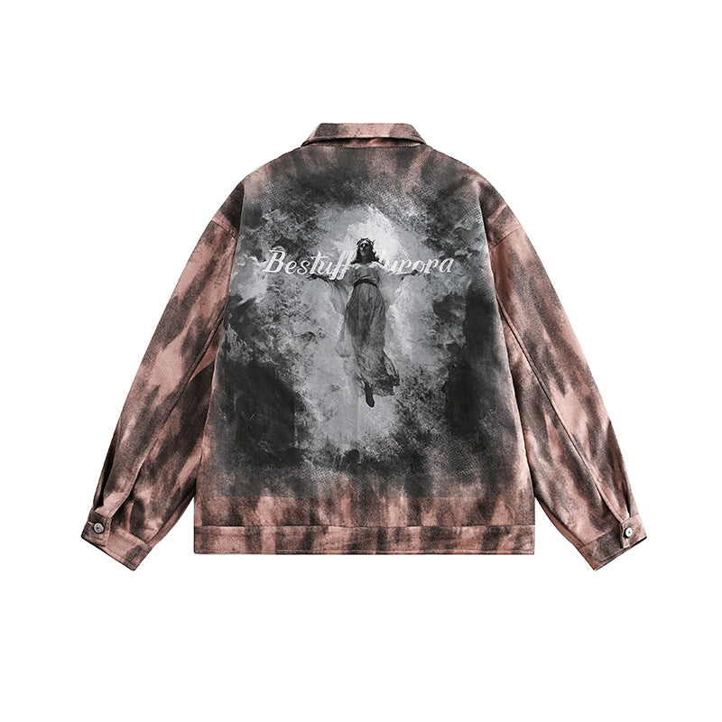 Back Graffiti Denim Jacket Retro Trendy Neutral Casual Jacket
