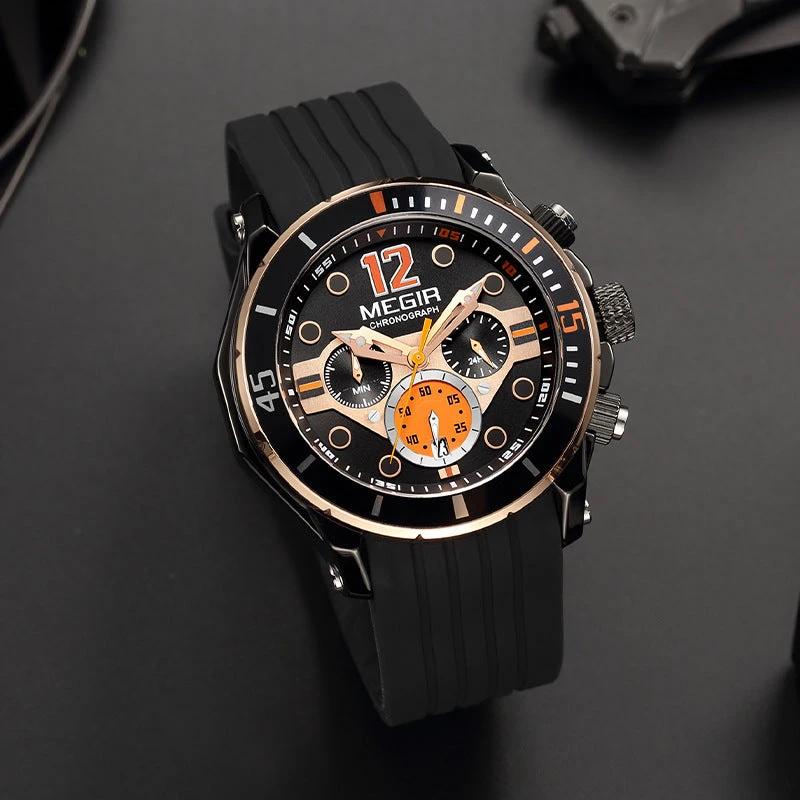 Multifunctional Timing Luminous Waterproof Silicone Sports Watch For Men