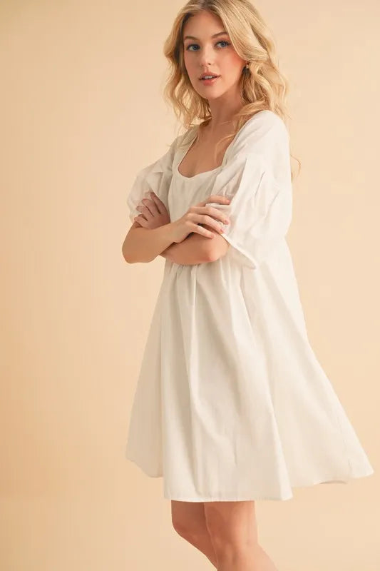 Aemi + Co Square Neck Babydoll Dress with Pockets
