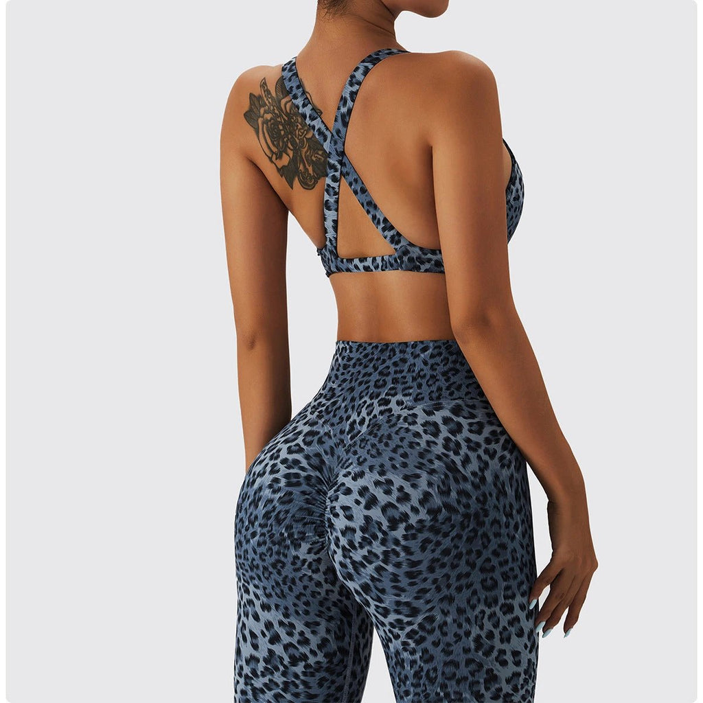 Leopard Print Nude Feel Yoga Clothes Beauty Back Skinny Peach Hip Raise High Waist Workout Clothes