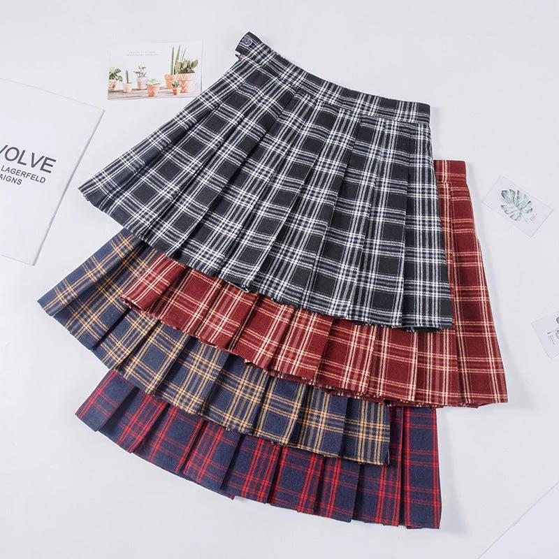 Plaid Pleated Skirt Women's Autumn And Winter High Waist Short