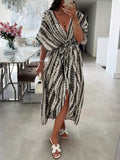 Tie-dye Pattern Printed Beach Cover-up Coat Robe Dress