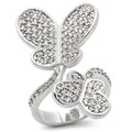 0W237 - Rhodium Brass Ring with AAA Grade CZ  in Clear