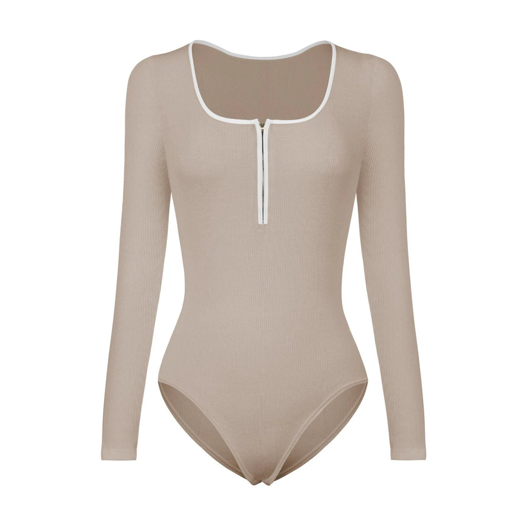 Tight Long Sleeve Jumpsuit Fashion Square Neck Zipper Thread Innner Corset Body Shaper Clothing For Dress Slim Sports Yoga Fitness body suit