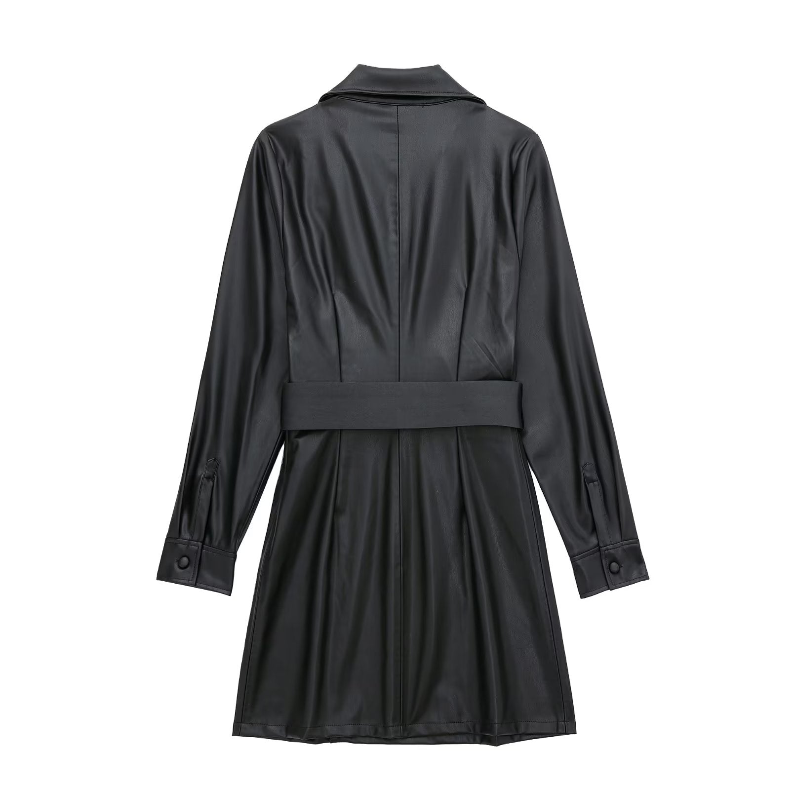 Winter Women Faux Leather Blazer Dress Women