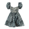 Fashionable Floral Dress Women Summer Trendy Court Puff Sleeve Waist Slimming