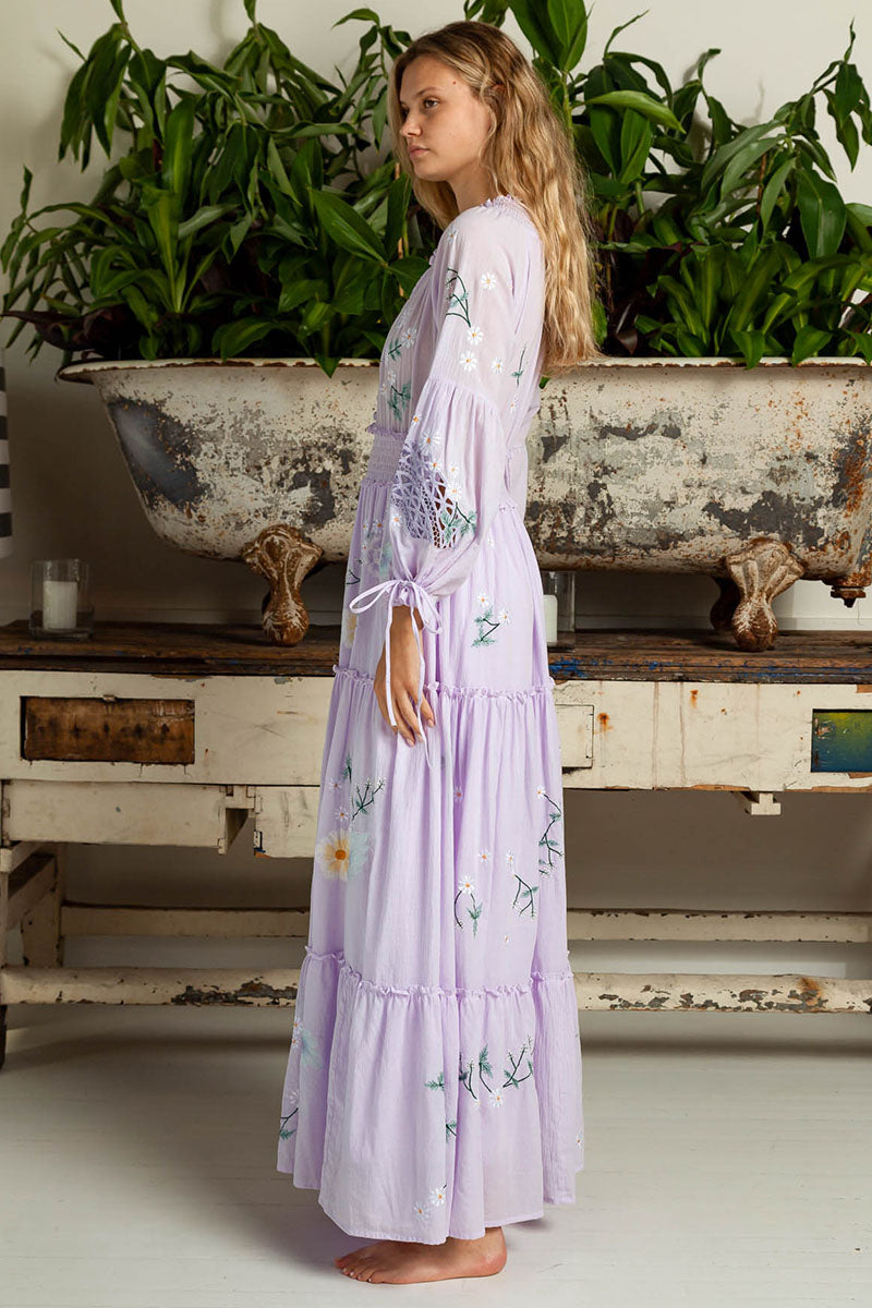 Women Spring And Summer Bohemian Holiday Flower Embroidery Hollow Tassel Decoration Retro Styling Goddess Dress