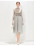 New Light Luxurious Small High End Banquet Temperament Famous Lady Perspective Gauze Dress