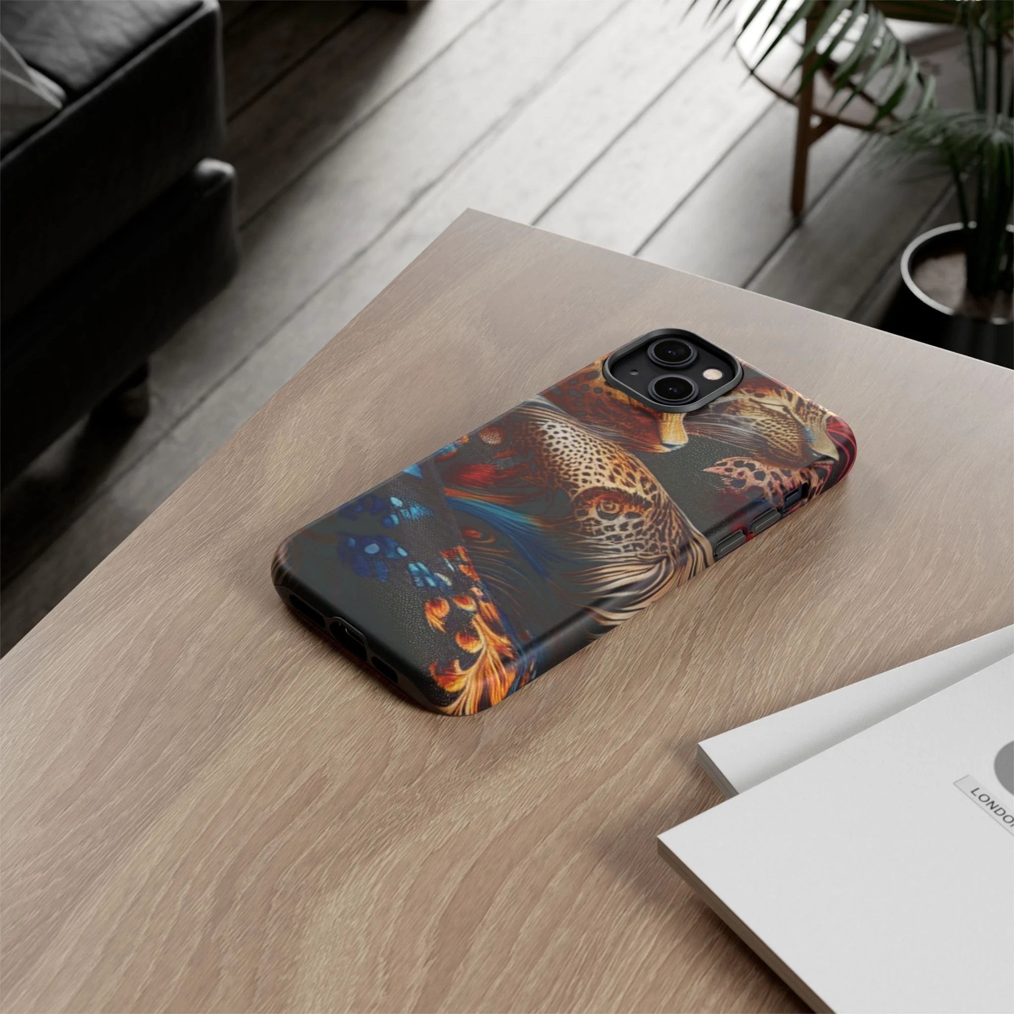 Stylish Tough Phone Case with Elegant Black and Gold Design