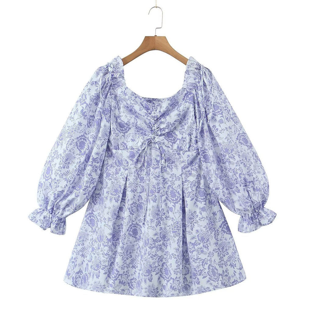 Large Swing Dress Spring Floral Waist Seal Dress