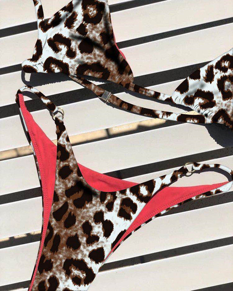 Three-Point Bikini Sexy Leopard Print Swimsuit Special Suit