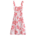 Summer Floral Print Slim Fit Slimming Sexy Side Split Lace up Cami Dress Midi Dress