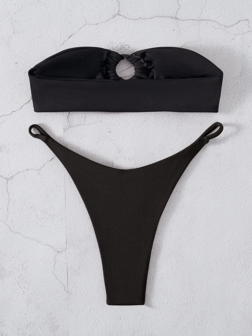 Swimwear Solid Color Flat Chest Bikini Set French Sexy Bikini Swimsuit