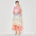 Women Stitching Multi Layer Heavy Industry Tiered Dress Two Piece Dress Lace Up