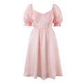 Sweet Gentle Retro Puff Sleeve Spring Graceful Square Collar Backless Large Swing Dress