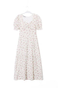 French Elegant Slim Fit High Waist Slit Sexy Print Square Collar Dress Summer Midi Dress
