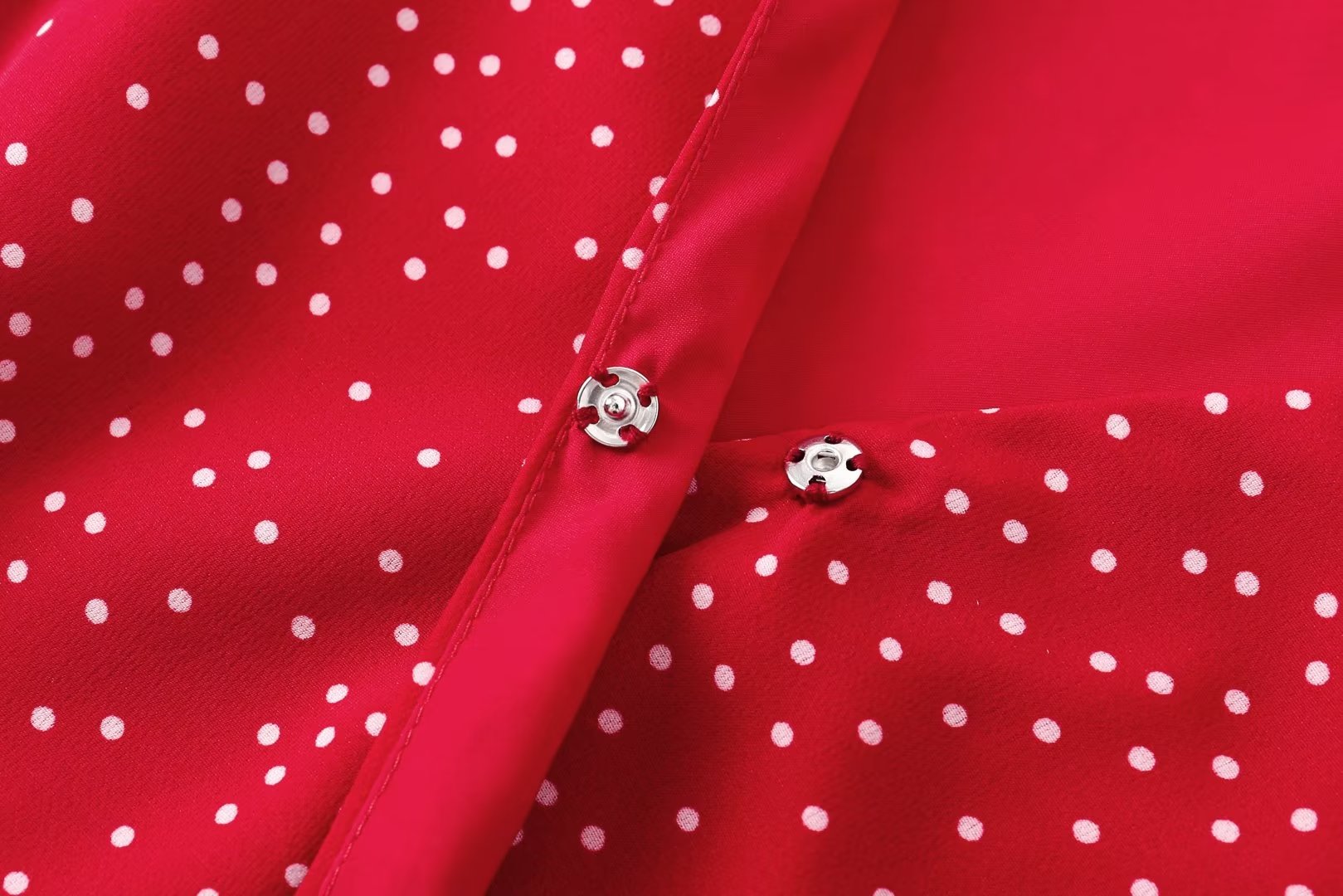 V neck Short Sleeved A line Dress Sexy Side Split Mid Length Polka Dot Dress Summer Trendy Women Clothing