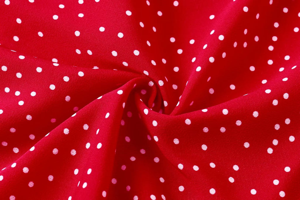 V neck Short Sleeved A line Dress Sexy Side Split Mid Length Polka Dot Dress Summer Trendy Women Clothing