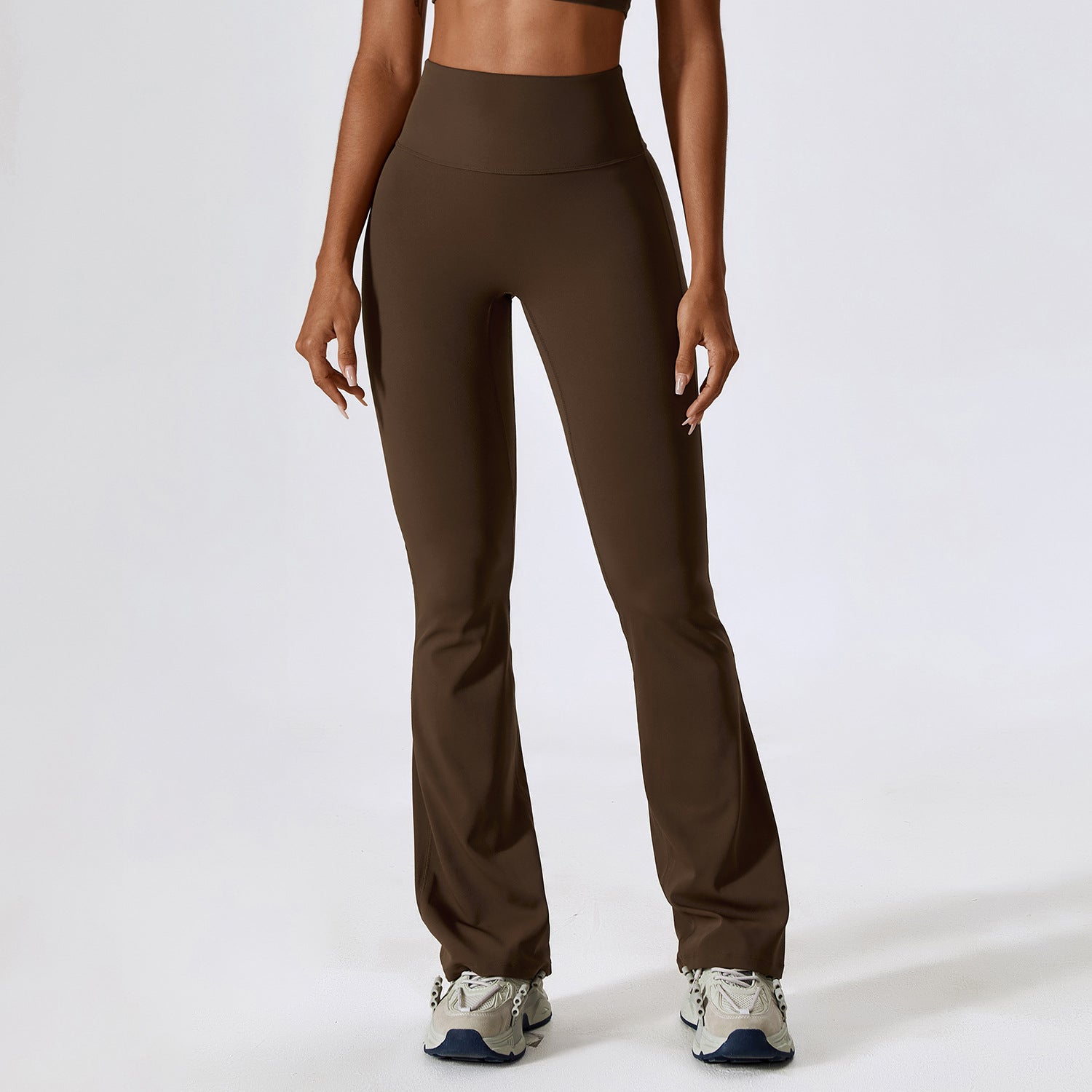 Sollinarry Wide Leg Tight Nude Feel Hip Lifting Yoga Bell Bottom Pants Dance High Waist Bootcut Casual Sports Pants