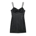 Women Black Faux Leather Cami Dress
