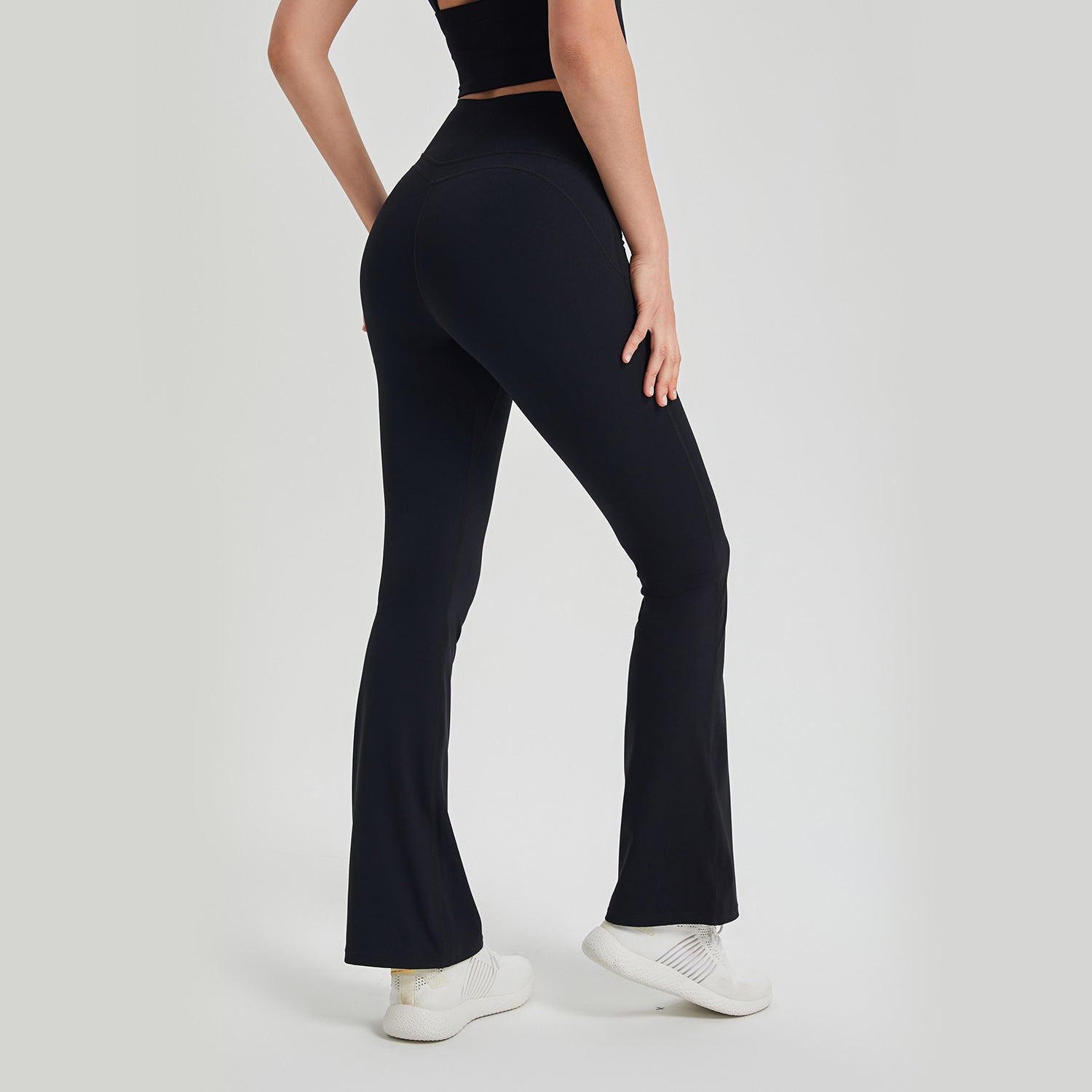 Antibacterial Wear Free Underwear High Waist Peach Hip Raise Yoga Pants Anti Curling Outer Wear Running Workout Pants Fitness Bootcut Trousers