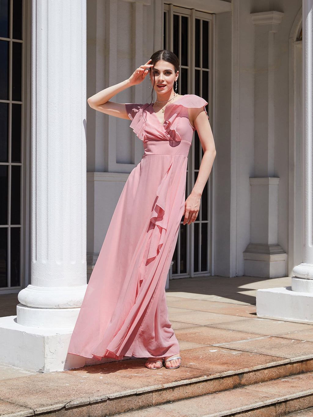 Autumn Winter Women Solid Color Slim Dress Bridesmaid Dress