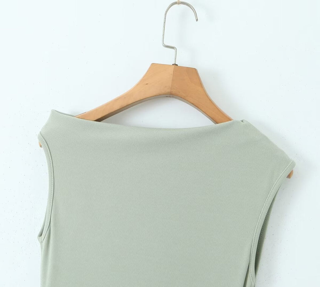 Summer Shoulder Asymmetric Sleeves Side Drawstring Bag Hip Dress Short Dress