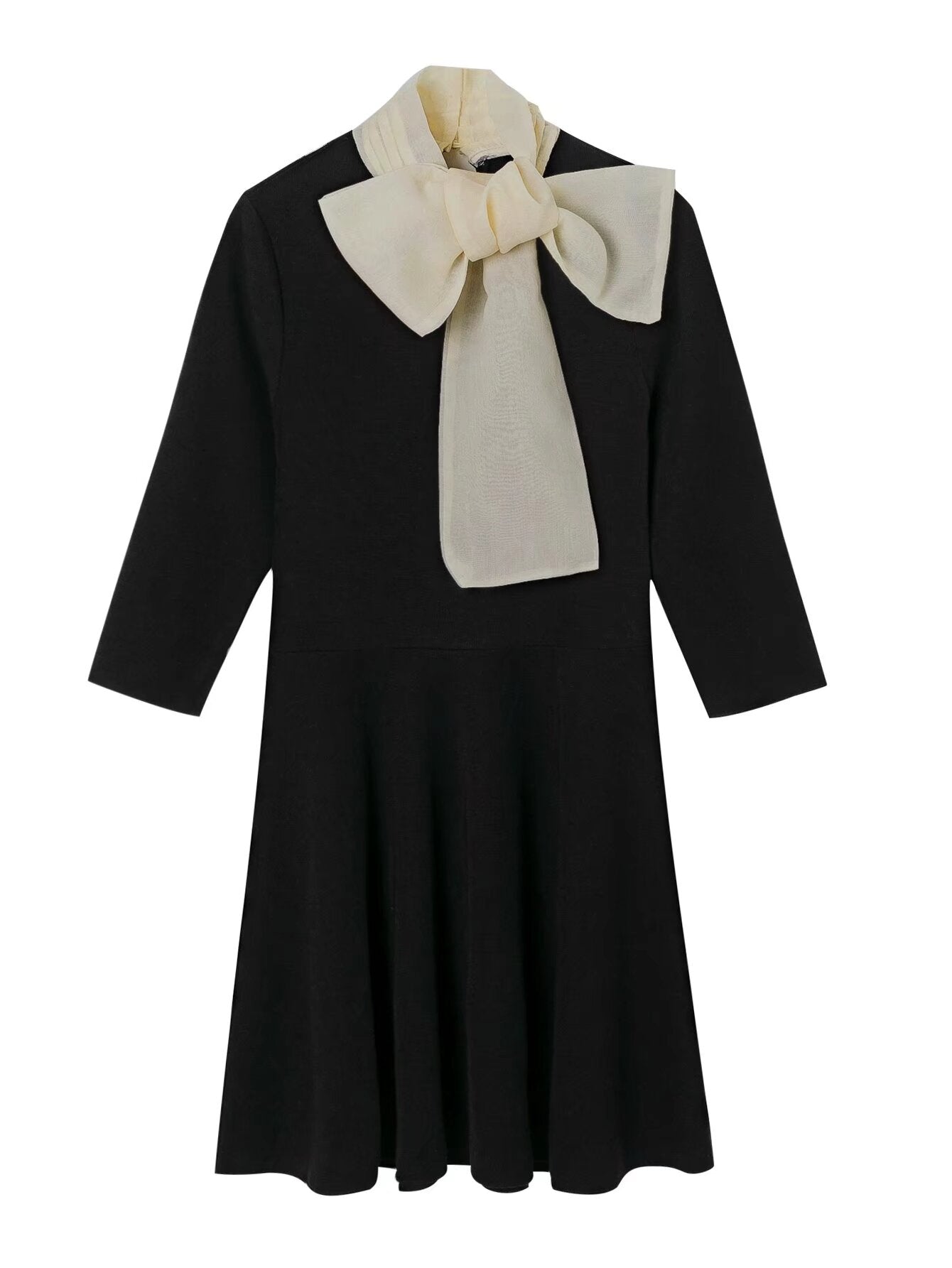 Winter Women Clothing Bowknot Decorative Stitching Dress
