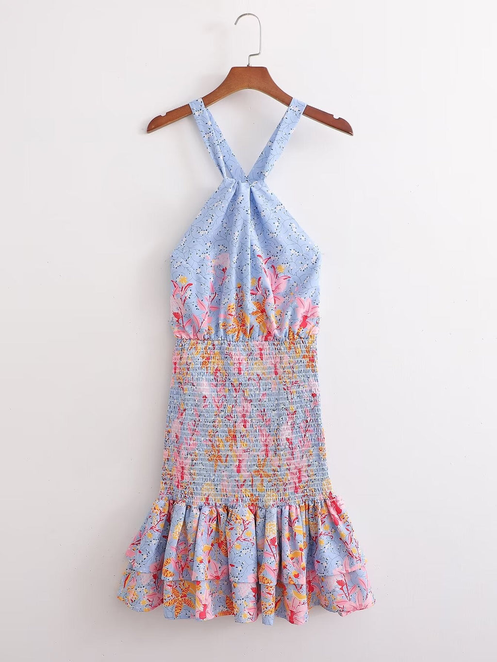 Fall Women Printed Back Bow Cross Dress