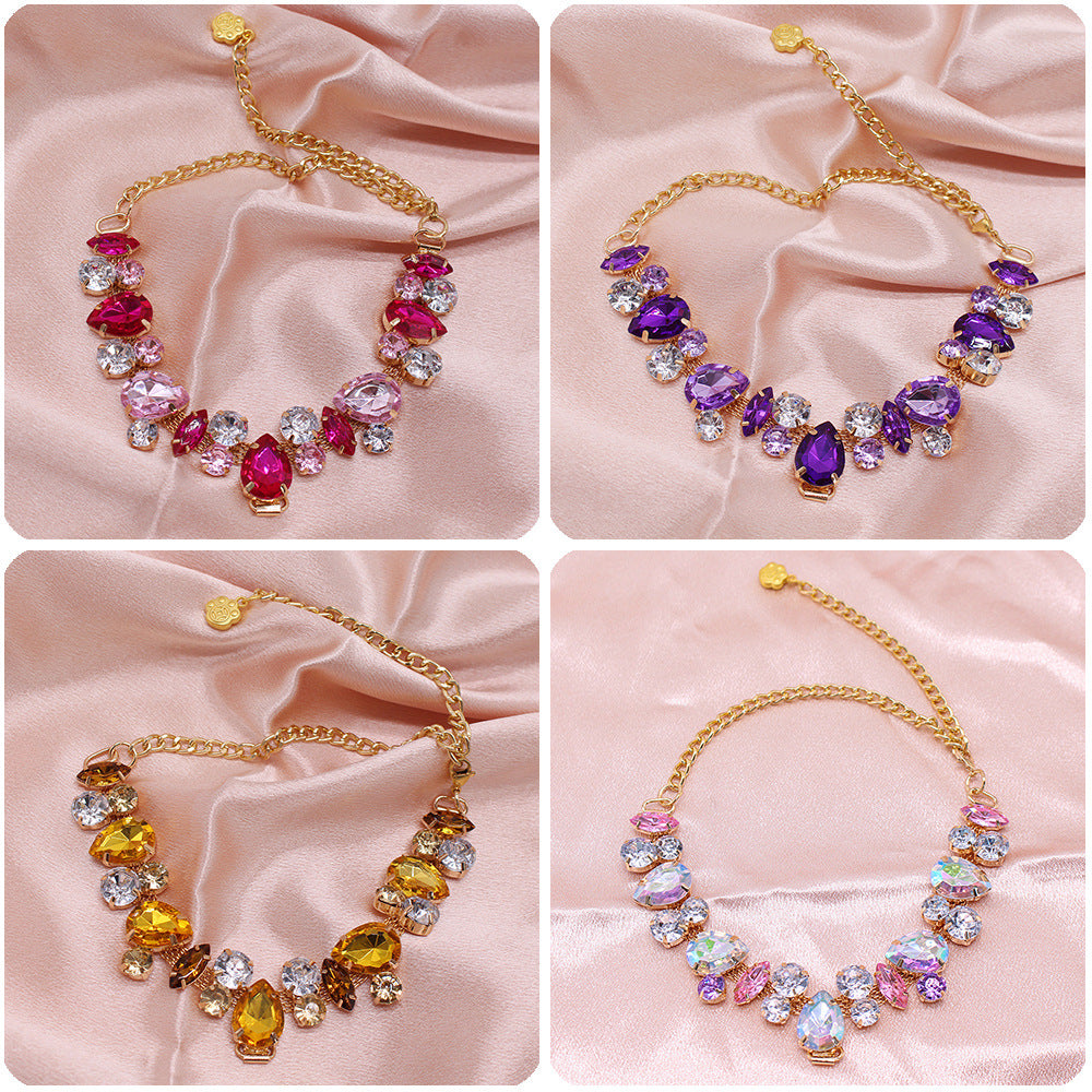 Cat And Dog Gem Pearl Necklace Princess