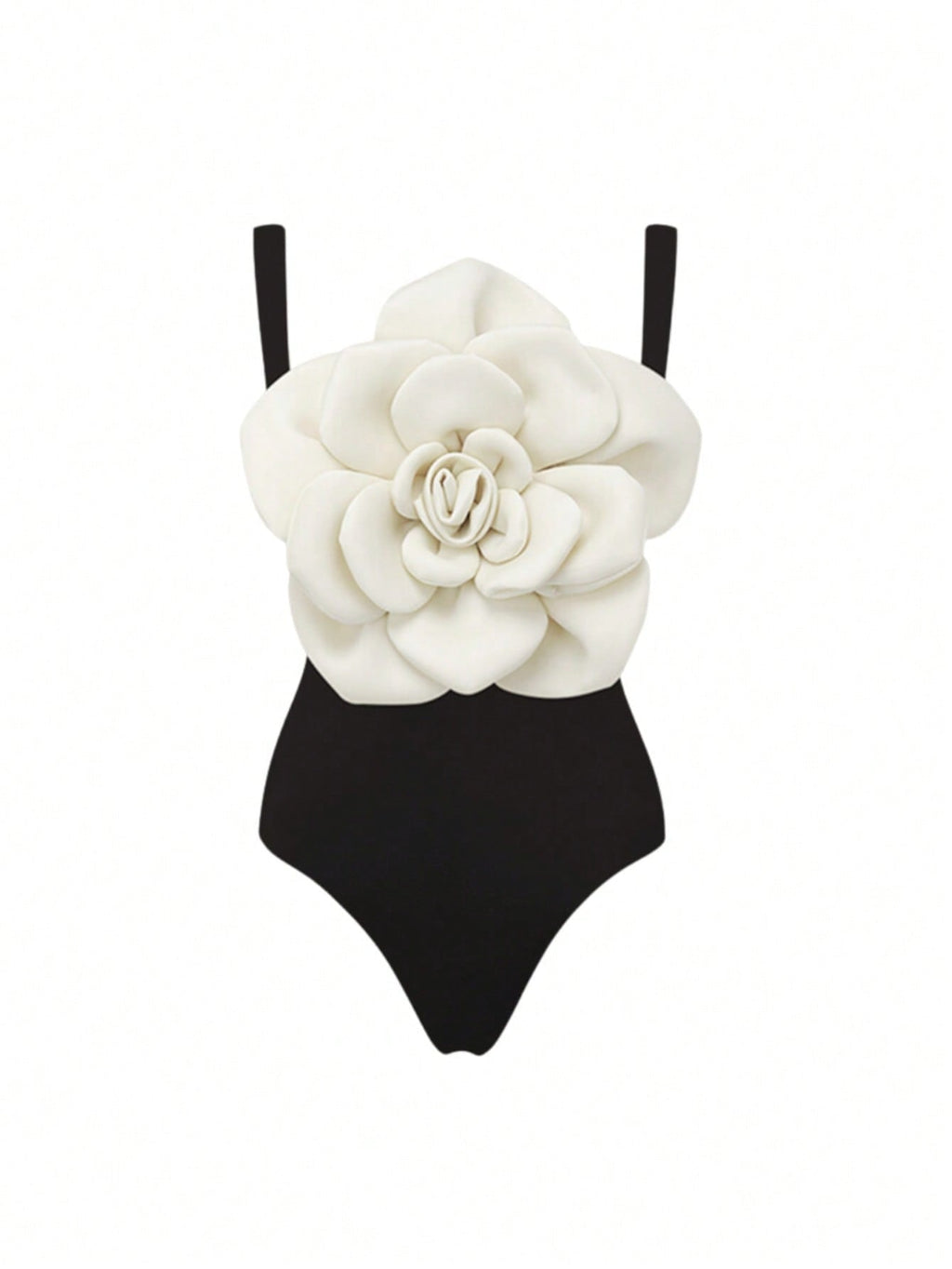 Bikinx Contrast Color Flower Decor Sexy One Piece Swimsuit And Skirt Cover Up