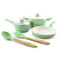 Gibson Home Plaza Cafe 7 Piece Essential Core Aluminum Cookware Set in Mint