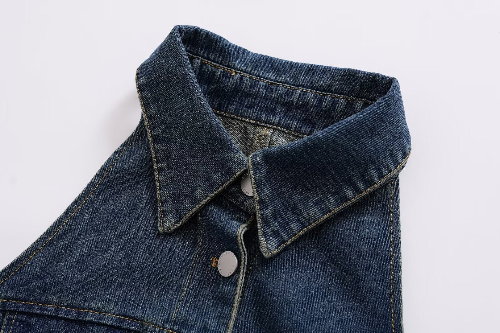 Women Clothing Polo Collar Sleeveless Shirt Loose Casual Denim Dress