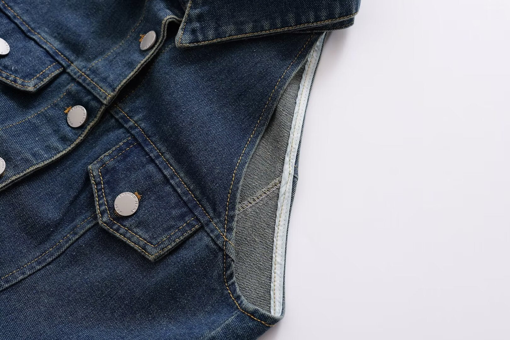 Women Clothing Polo Collar Sleeveless Shirt Loose Casual Denim Dress