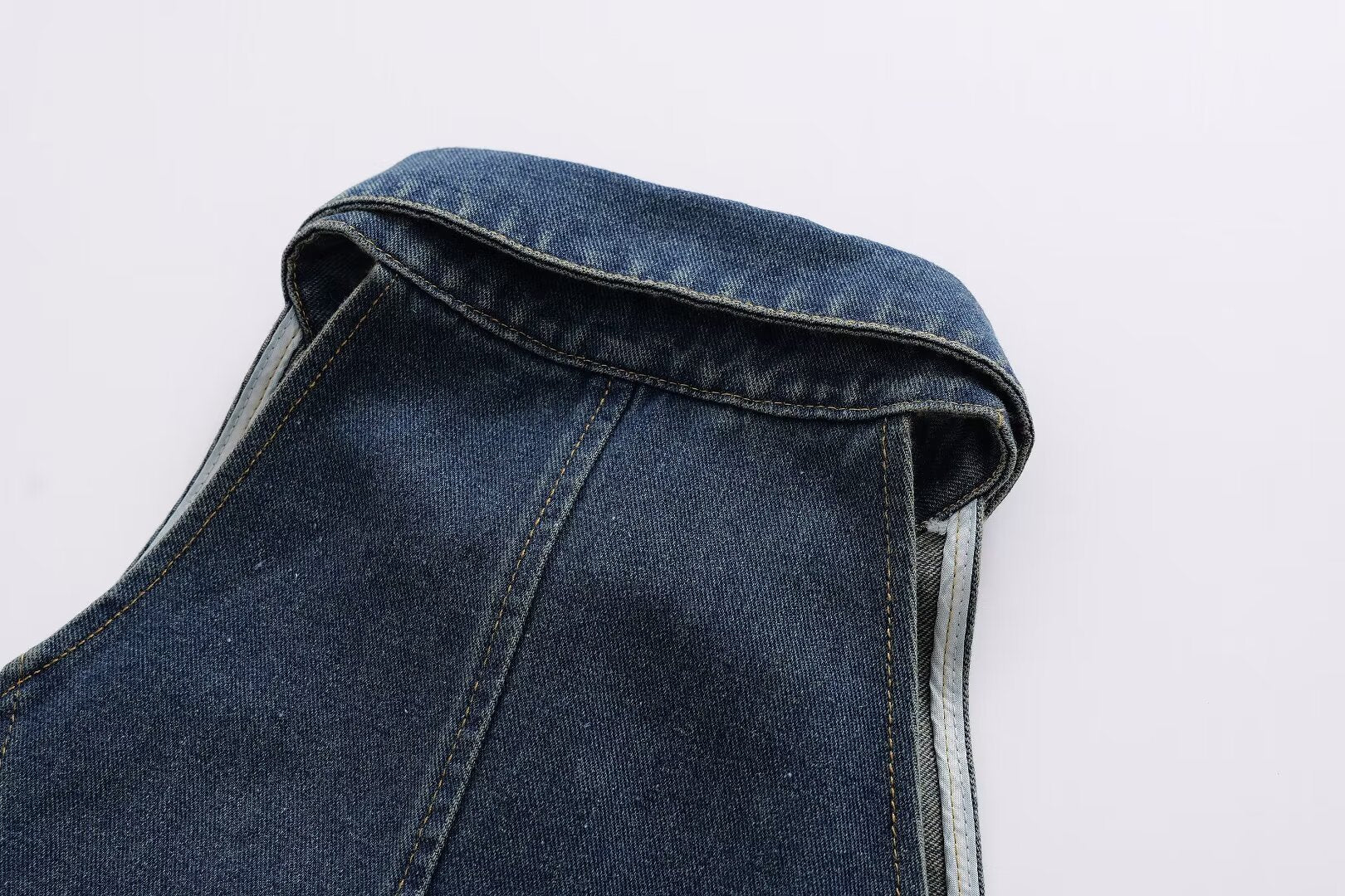 Women Clothing Polo Collar Sleeveless Shirt Loose Casual Denim Dress