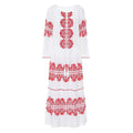 Women Spring Embroidered Printed Button Maxi Dress