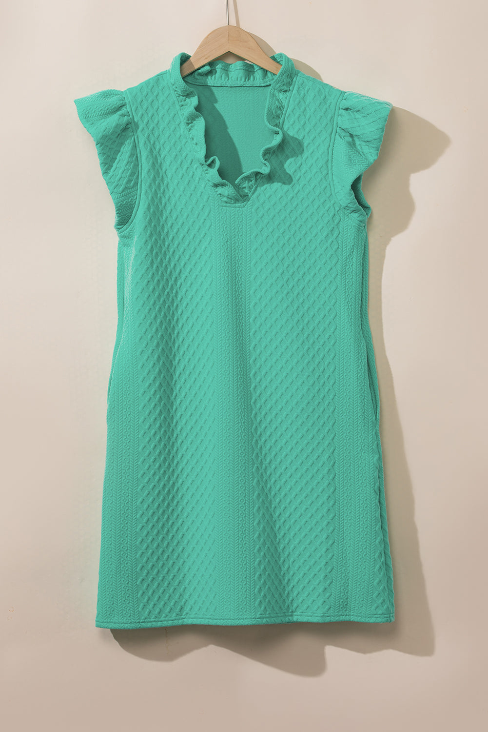 Spring Pullover V Neck Dress Women Simple Ruffled Loose Short Dress Women