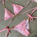 Rhinestone Jewelry Diamond Bikini Bandage Split Swimsuit Multicolor