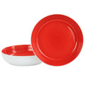 Gibson Home Crenshaw 8.5 Inch 2 Piece Stoneware Dinner Bowl Set in Red and White