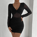 Spring Autumn Women Clothing dress Sexy Mesh Sexy Bottom Slim Fit Hip Dress