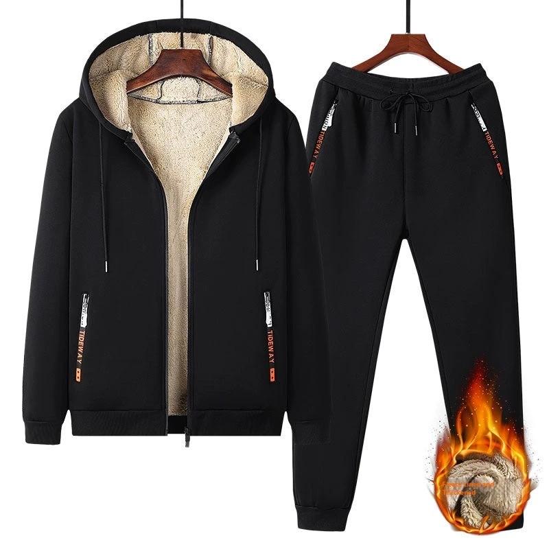 Winter Fleece-lined Thick Men's Sweatsuit