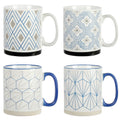 Mr. Coffee Parkmill 17oz 4 Piece Stoneware Coffee Mug Set in Assorted Designs