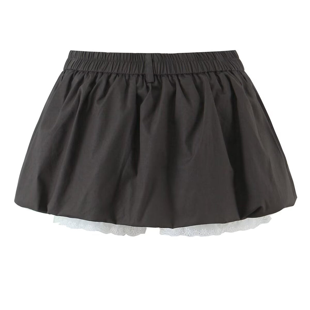 Sexy Wear Lace Bud Short Pantskirt Women Summer Low Waist Anti Exposure Slimming A line Skirt