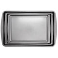 Gibson Home Love To Bake Nonstick Steel Jelly Roll 3 Piece Baking Sheet Set in Gray