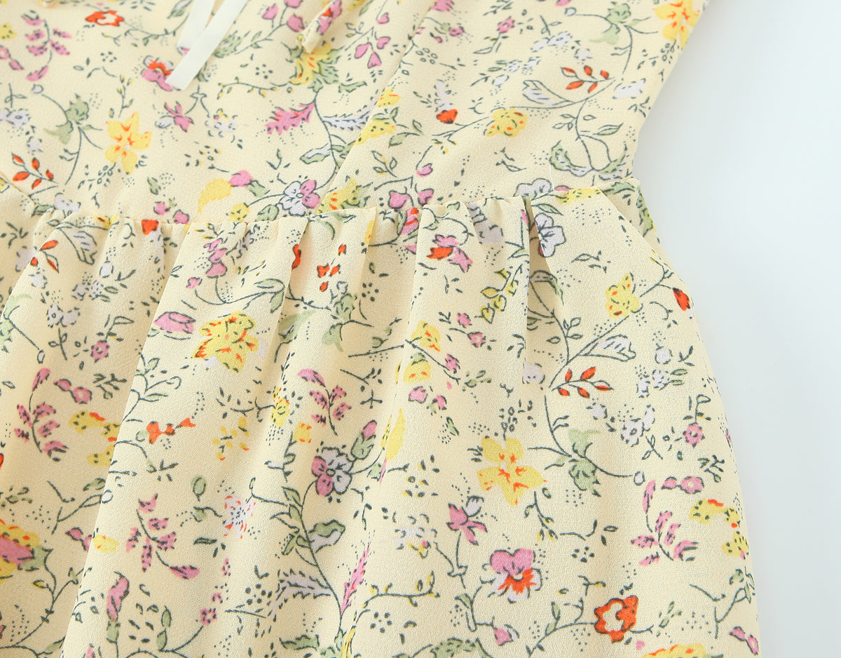 Women Sexy Backless Hip Women Bow Floral Strap Dress