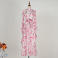 Women Spring And Autumn Long Sleeve Printed Buttons Of The Belt Dress