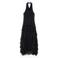 Summer Women Clothing Laminated Decoration Hanging Collar Maxi Dress Women