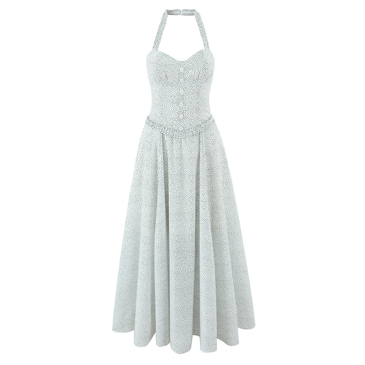 Sleeveless Backless Hip Dress Women Dot Sexy Halter Slim Fit Jumpsuit